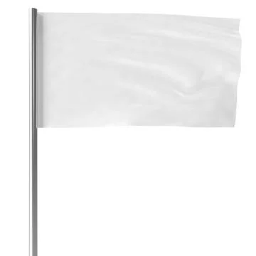 White on flagpole flying in the wind empty mock-up flag isolated. 3d rendering Stock Illustration