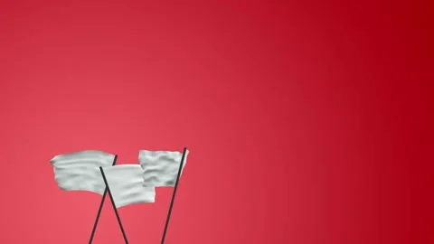 White flags raised and waved - red background Vidéo 278347193