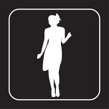 White flapper silhouette on black background Illustrazione stock
