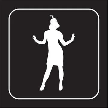 White flapper silhouette on black background Illustrazione stock