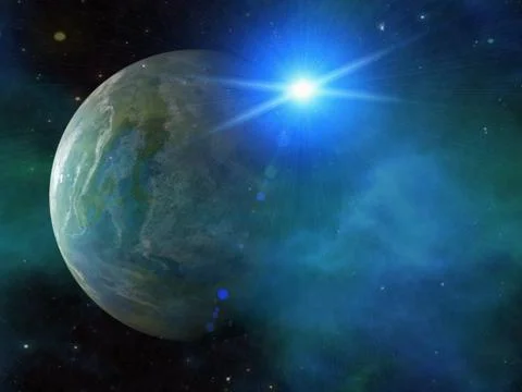 White flash of space planet. cosmos sky background Stock Illustration