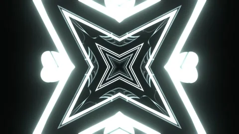 White Flashing Neon Pointed Geometric Shapes Background VJ Loop in 4K Stockbeeldmateriaal 341672229