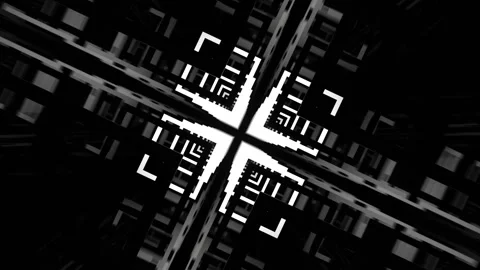 White Flashing of Neon Squares in the Endless Tunnel Background VJ Loop in 4 Vídeos de archivo 344099283