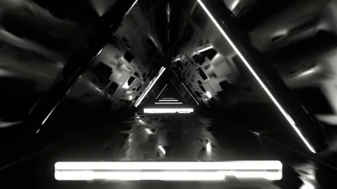 White Flashing Triangular Neon Corridor Background VJ Loop in 4K Stock Footage 314363840
