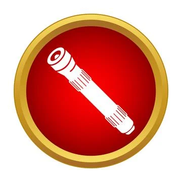 White flashlight icon illuminating a red circle Stock Illustration