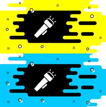 White Flashlight icon isolated on black background. Vector Stock Illustration