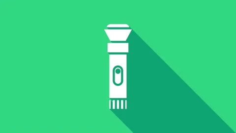 White Flashlight icon isolated on green background. 4K Video motion graphic Stock Footage 147151618