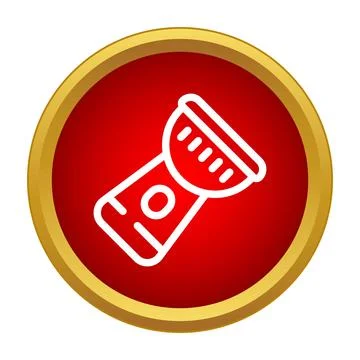 White flashlight icon on red button design Stock Illustration