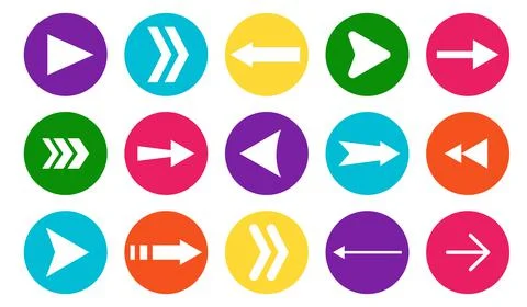 White flat arrow cursor pointer icon set in circle Stock Illustration