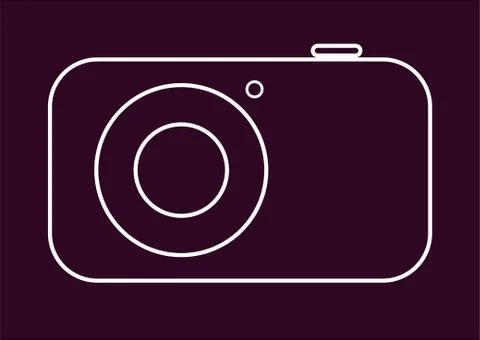 White flat camera icon on dark violet isolated background Stock Illustration