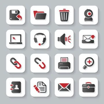 White flat computer icons Stock Illustration