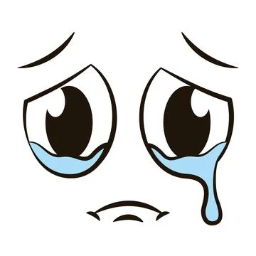White flat crying face expression avatar Vector Stock Illustration