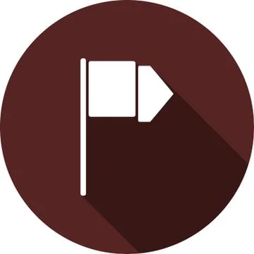 White flat icon with a long shadow on the circle. The evolving icon of the fl Illustrazione stock