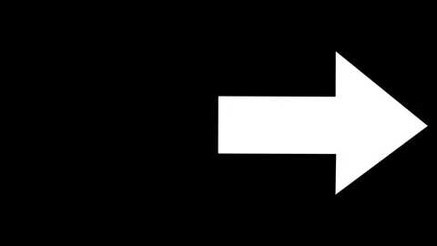 White flat moving arrow on black background. Abstract directional arrow ani.. Stock Footage 295933119