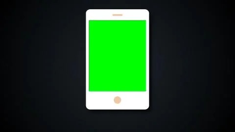 White flat phone white screen with chroma key, modern smartphone design, 3d Illustrazione stock