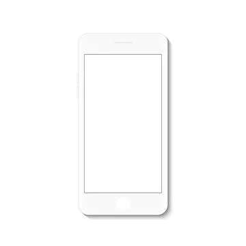 White flat phone white screen, vector drawing modern smartphone design. Stock Illustration