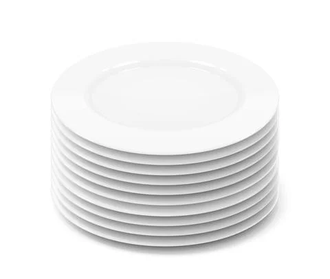 White flat plate. Tableware for food. Vector illustration. Stock Illustration