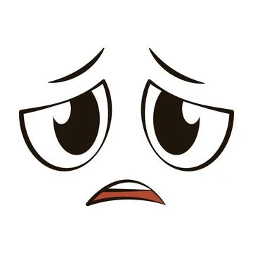 White flat sad face expression avatar Vector Stock Illustration