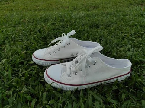 White flat shoe sandals Stock Photos