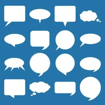 White flat speech and think bubbles set. Vector design elements Illustrazione stock