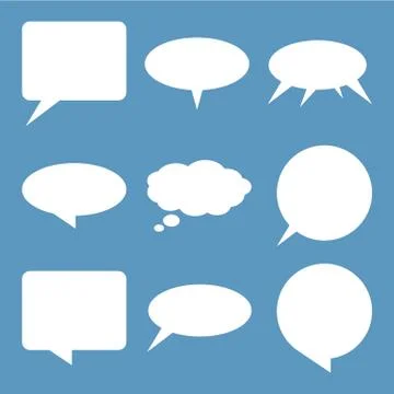 White flat speech and think bubbles set. Vector design elements 스톡 일러스트