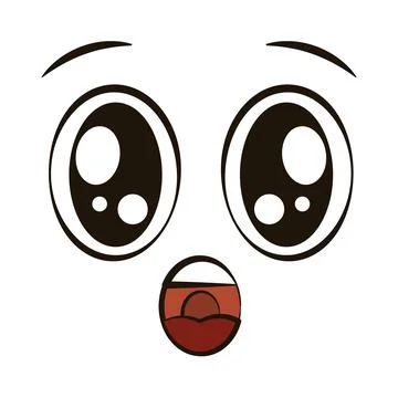 White flat surprised face avatar expression Vector Illustrazione stock