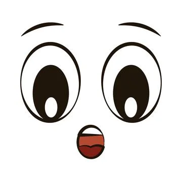 White flat surprised face avatar expression Vector Stock Illustration
