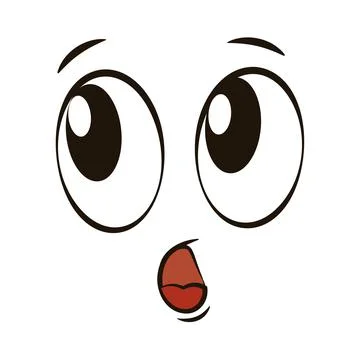 White flat surprised face avatar expression Vector Illustrazione stock