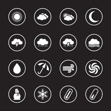 White flat weather icon set with circle frame Stock-Illustration