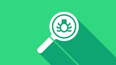 White Flea search icon isolated on green background. 4K Video motion graphic Stock Footage 147155823