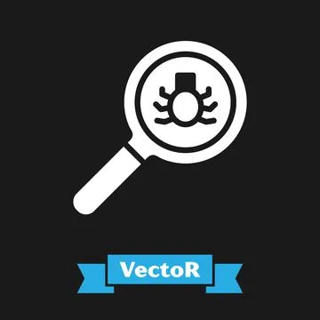 White Flea search icon isolated on black background. Vector Stock-Illustration