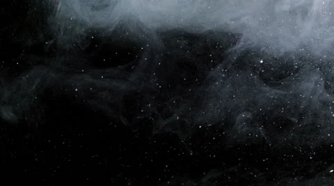 White flickering bubbles and ink moving in space, on black background Stock Footage 43039989