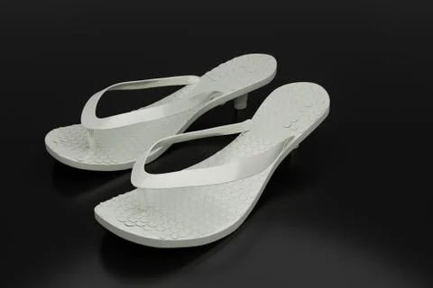 White flip-flops isolated on black background Stock Illustration