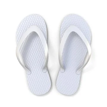 White flip flops top view 3D rendering Illustrazione stock