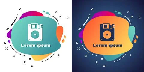 White Floppy disk for computer data storage icon isolated on white and blue Stock Illustration