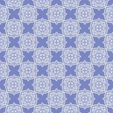 White Floral Pattern on Purple Background Illustrazione stock