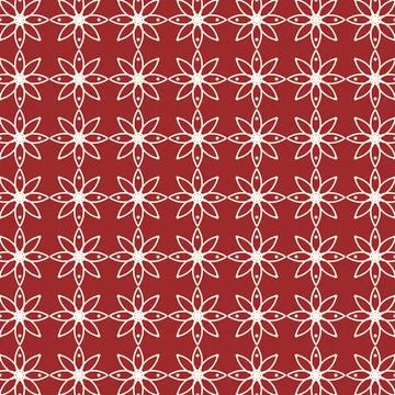 White floral star pattern on deep red background seamless texture Stock Illustration