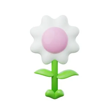 White flower 3d render illustration. 스톡 일러스트