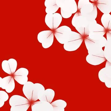 White Flower Blossoms on Bright Red Background Stock Illustration