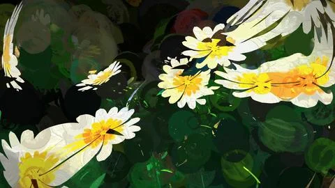White Flower Botanical 3D Rendering Stock Illustration