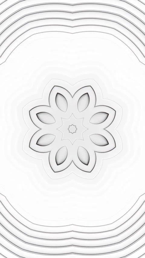 White flower with center surrounded by smaller white petals. Kaleidoscope VJ Stock Footage 314835161