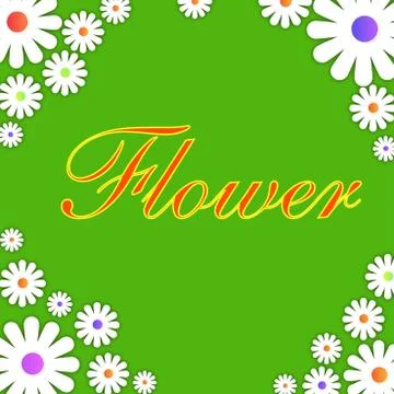 White flower frame vector design isolated on green background Stock-Illustration