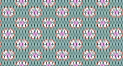 White flower on green knitting pattern, Festive Sweater Design. Seamless Kn.. Stock Illustration