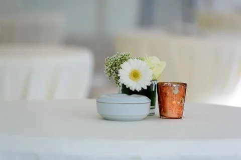 White flower on a table Stock Photos