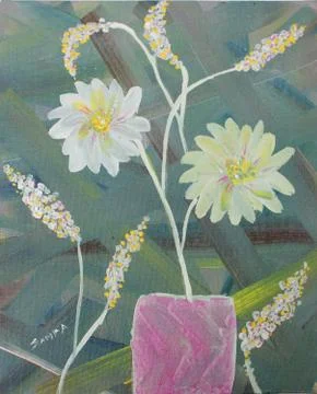 White Flower in Vase Stock Illustration