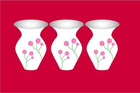 White flower vase Red background Vector illustration Stock Illustration
