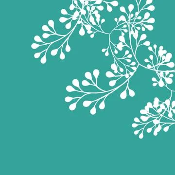White Flowering Branches on Teal Background Stock Illustration