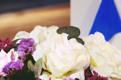 White flowers background with space for text Stock Photos