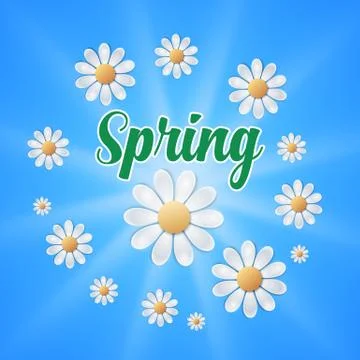White flowers on blue background Stock Illustration