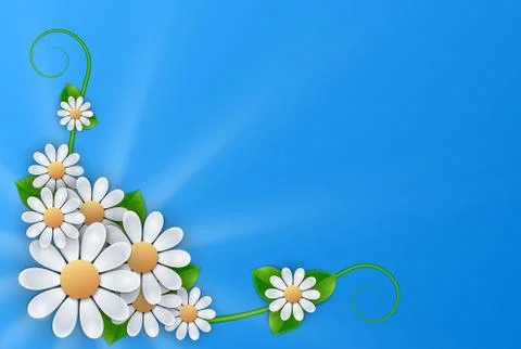 White flowers on blue background Stock Illustration